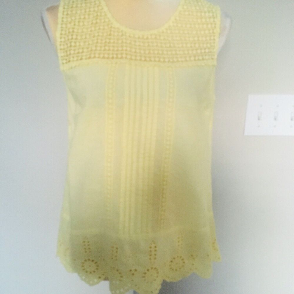 Dorothy Perkins Women’s Yellow Eyelet Cotton Top Blouse Size US 8*